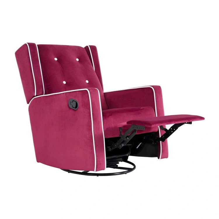 Fauteuil inclinable, pivotant et berçant en bois massif avec revêtement en microfibre, pour salon, chambre à coucher