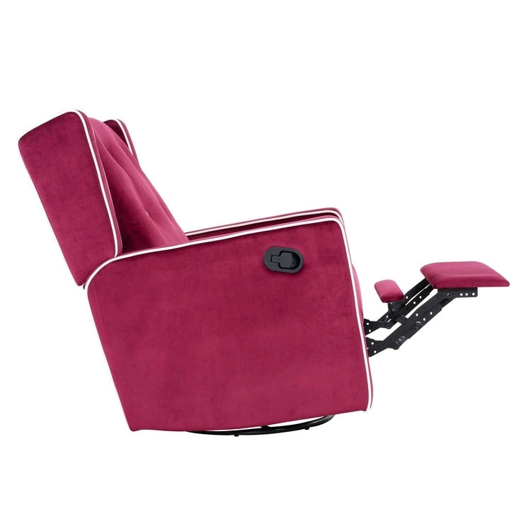 Fauteuil inclinable, pivotant et berçant en bois massif avec revêtement en microfibre, pour salon, chambre à coucher