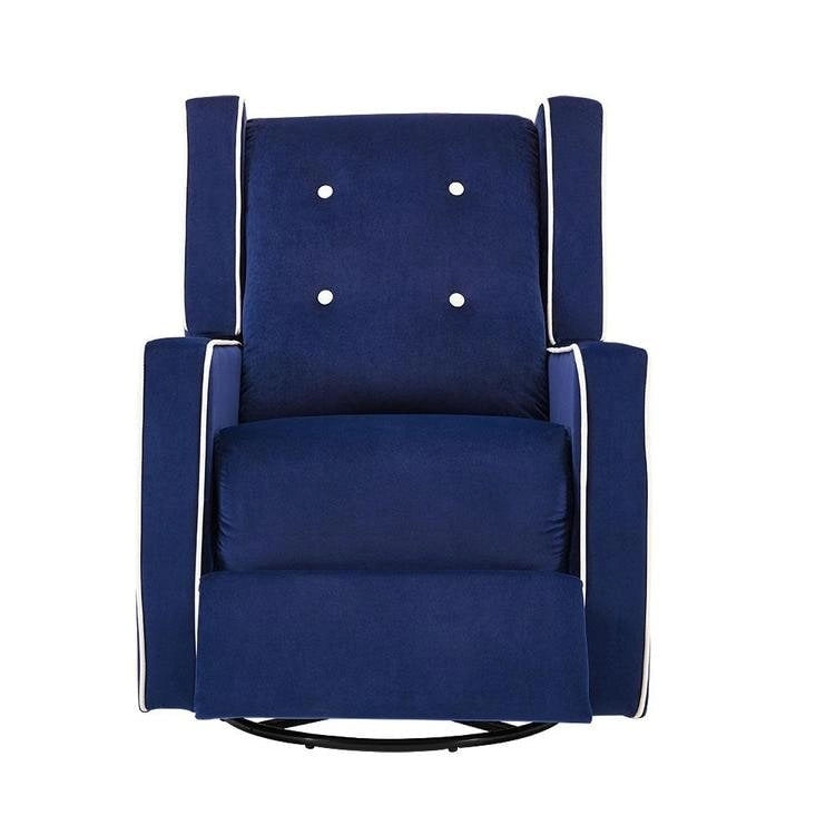 Fauteuil inclinable, pivotant et berçant en bois massif avec revêtement en microfibre, pour salon, chambre à coucher