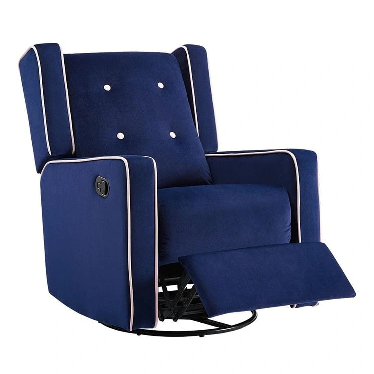 Fauteuil inclinable, pivotant et berçant en bois massif avec revêtement en microfibre, pour salon, chambre à coucher