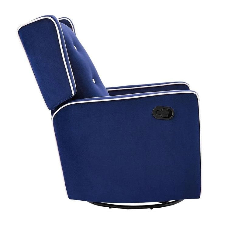 Fauteuil inclinable, pivotant et berçant en bois massif avec revêtement en microfibre, pour salon, chambre à coucher