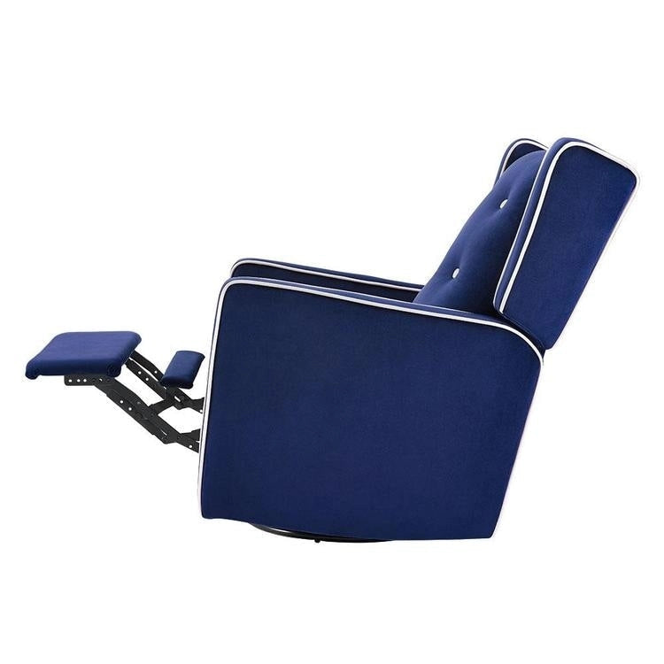 Fauteuil inclinable, pivotant et berçant en bois massif avec revêtement en microfibre, pour salon, chambre à coucher