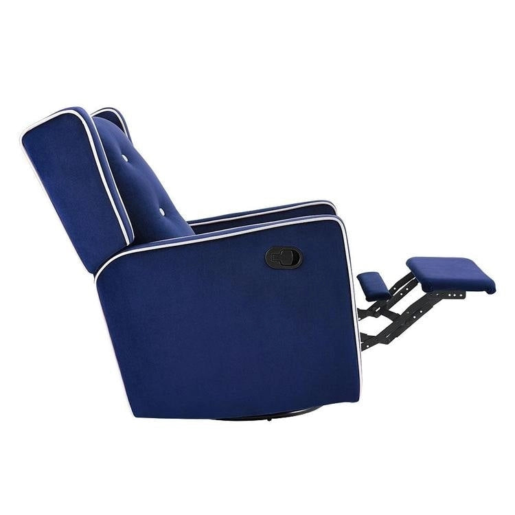 Fauteuil inclinable, pivotant et berçant en bois massif avec revêtement en microfibre, pour salon, chambre à coucher