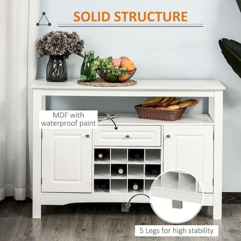Buffet de cuisine moderne avec tiroir et casier à vin 12 bouteilles pour salon - 45,75*15,75*32,5