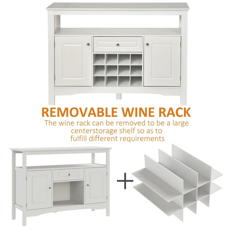 Buffet de cuisine moderne avec tiroir et casier à vin 12 bouteilles pour salon - 45,75*15,75*32,5