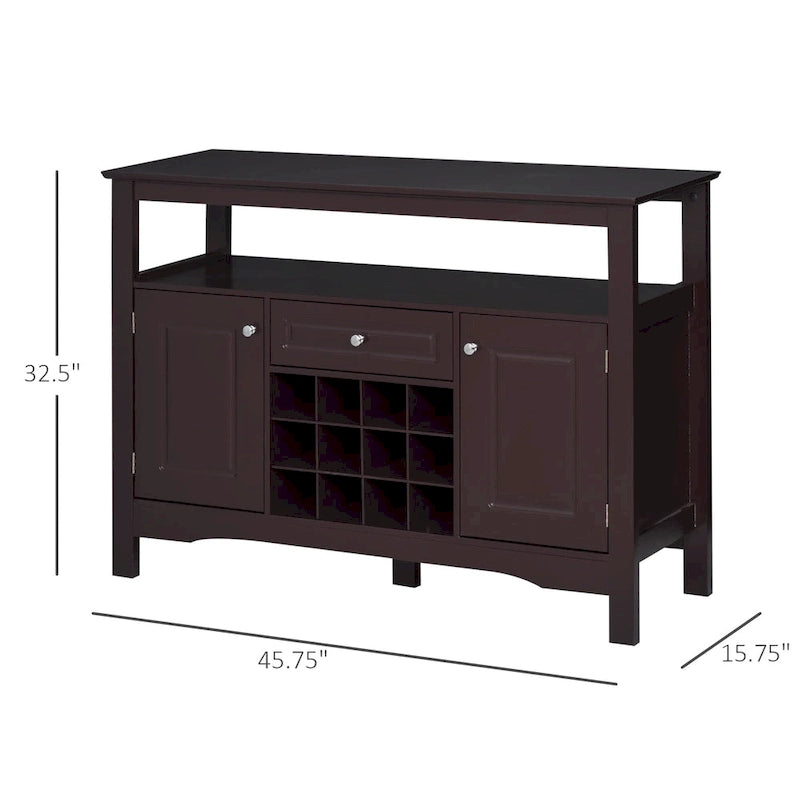Buffet de cuisine moderne avec tiroir et casier à vin 12 bouteilles pour salon - 45,75*15,75*32,5