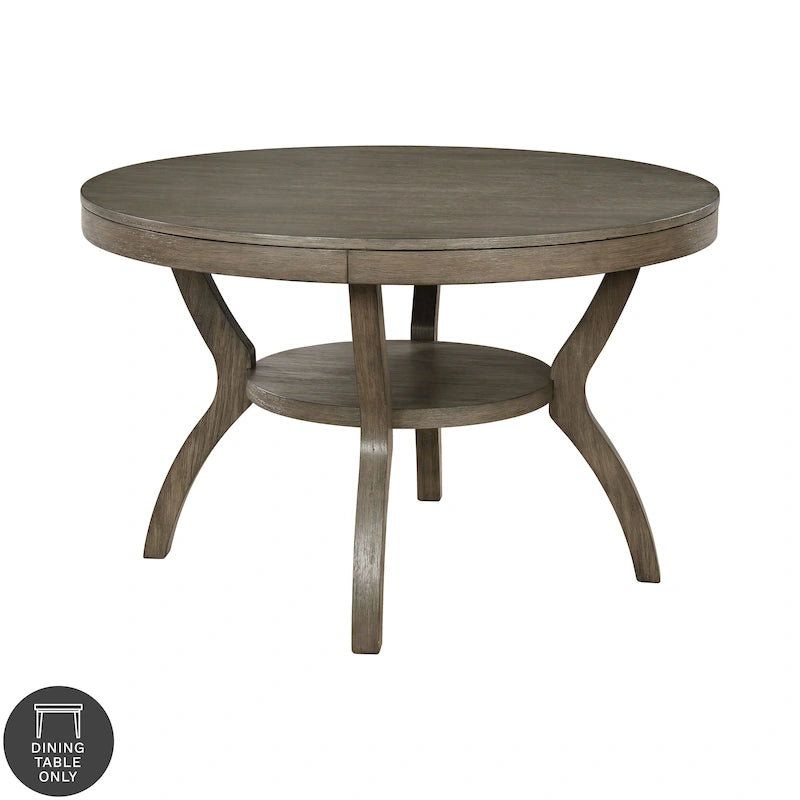 Table à manger ronde en bois gris de 48 pouces de style champêtre