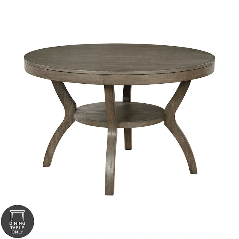 Table à manger ronde en bois gris de 48 pouces de style champêtre