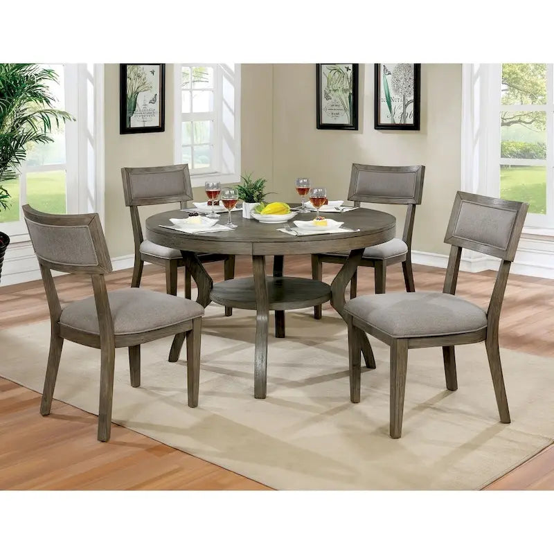Table à manger ronde en bois gris de 48 pouces de style champêtre