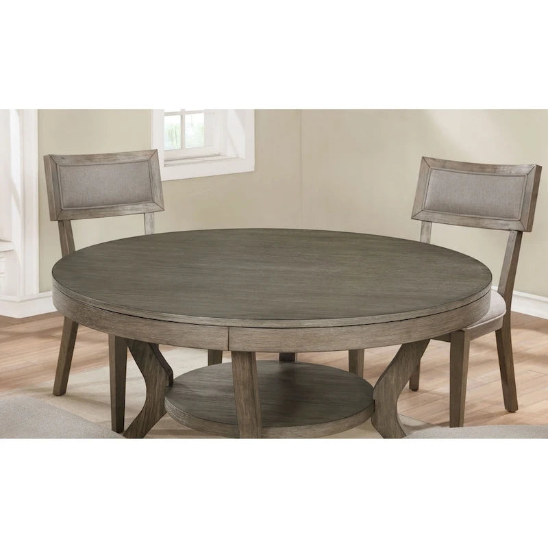 Table à manger ronde en bois gris de 48 pouces de style champêtre