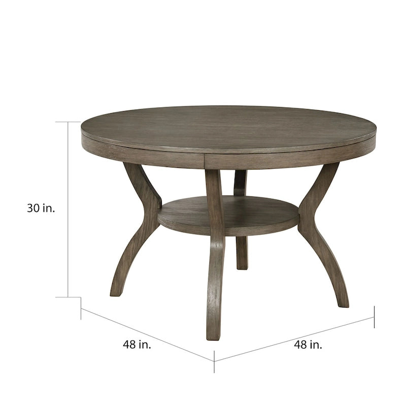 Table à manger ronde en bois gris de 48 pouces de style champêtre