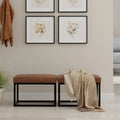 Banc Pouf Contemporain Rectangulaire de 26 Pouces de Large en Similicuir