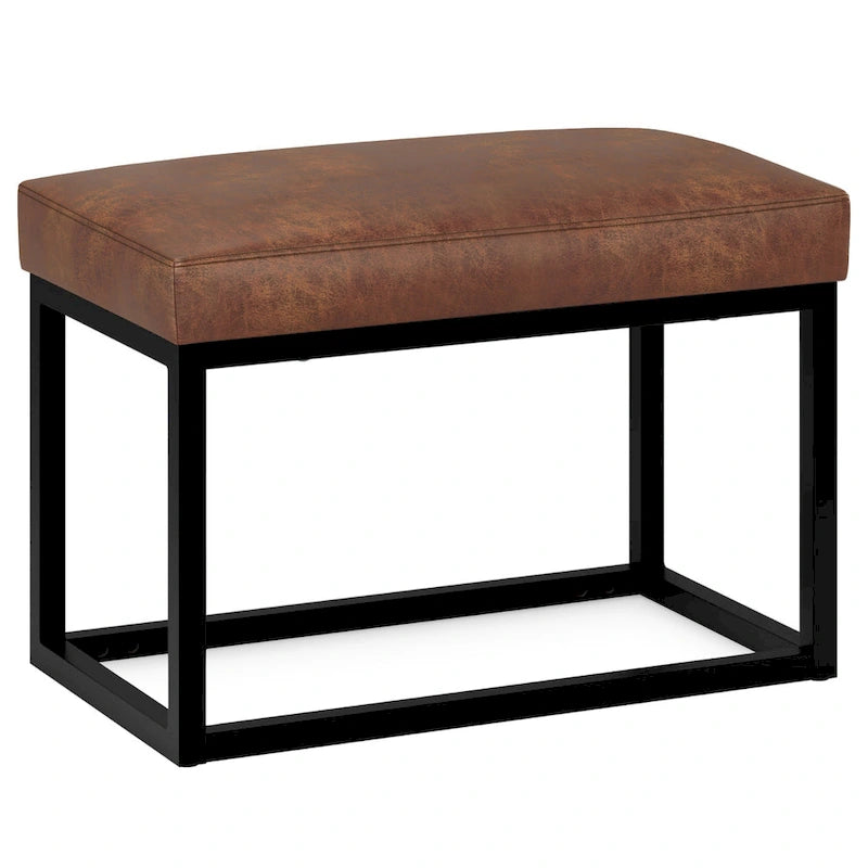 Banc Pouf Contemporain Rectangulaire de 26 Pouces de Large en Similicuir