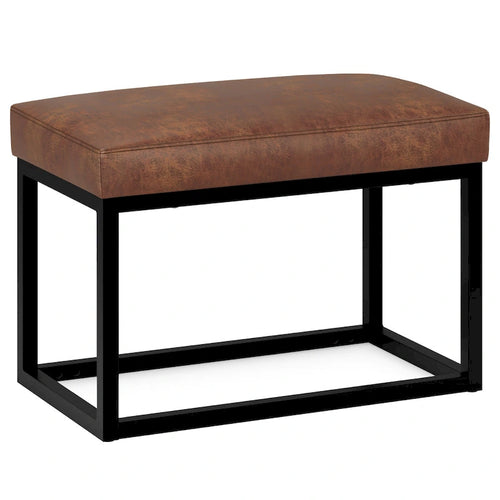 Banc Pouf Contemporain Rectangulaire de 26 Pouces de Large en Similicuir