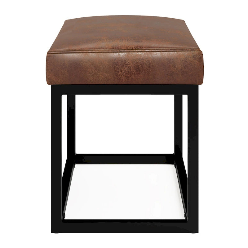 Banc Pouf Contemporain Rectangulaire de 26 Pouces de Large en Similicuir
