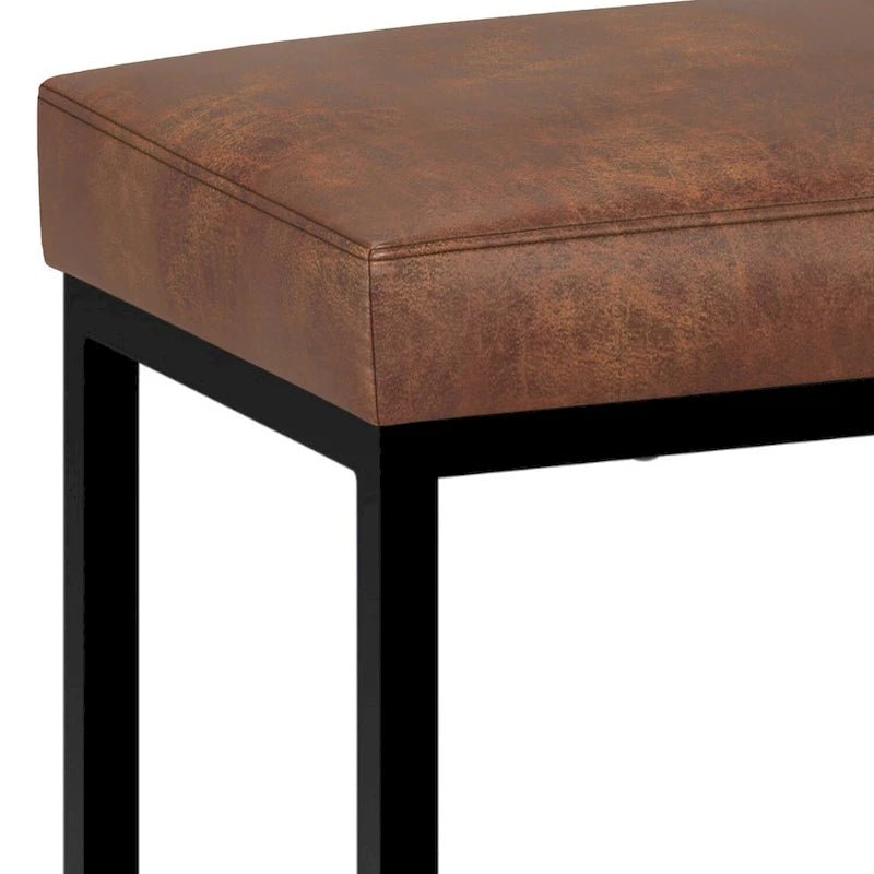 Banc Pouf Contemporain Rectangulaire de 26 Pouces de Large en Similicuir