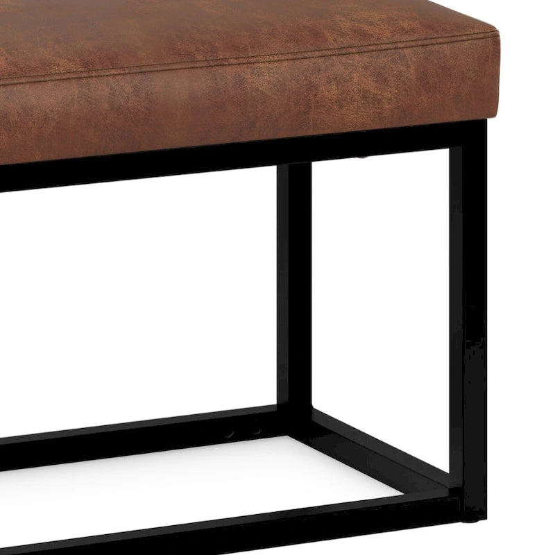 Banc Pouf Contemporain Rectangulaire de 26 Pouces de Large en Similicuir