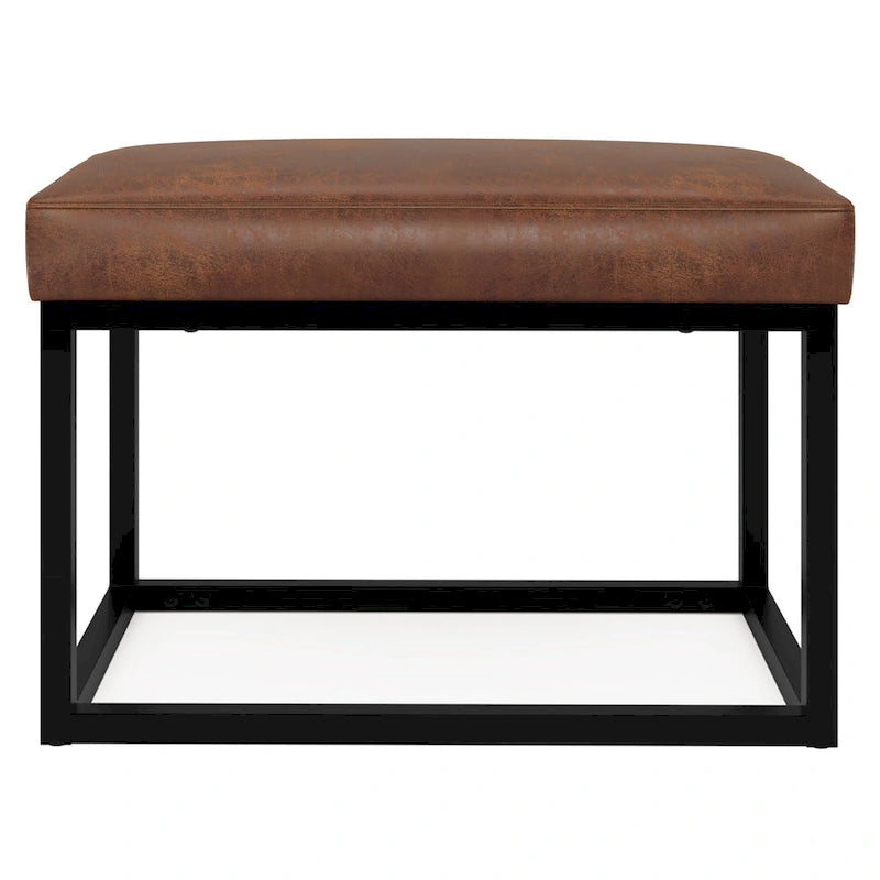 Banc Pouf Contemporain Rectangulaire de 26 Pouces de Large en Similicuir