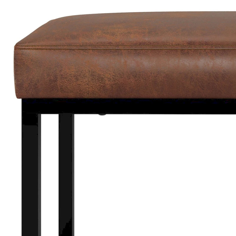 Banc Pouf Contemporain Rectangulaire de 26 Pouces de Large en Similicuir