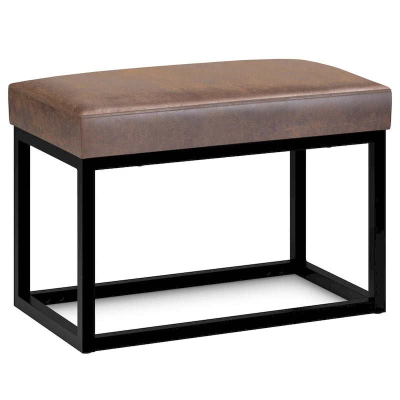Banc Pouf Contemporain Rectangulaire de 26 Pouces de Large en Similicuir