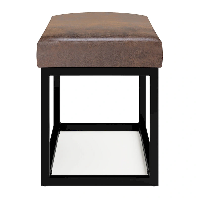 Banc Pouf Contemporain Rectangulaire de 26 Pouces de Large en Similicuir