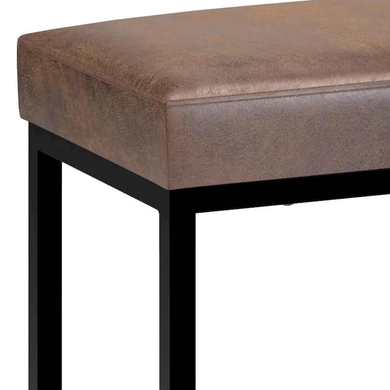 Banc Pouf Contemporain Rectangulaire de 26 Pouces de Large en Similicuir