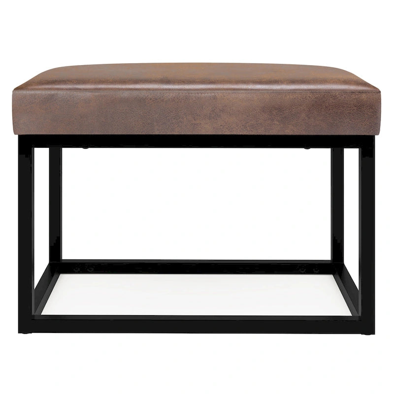 Banc Pouf Contemporain Rectangulaire de 26 Pouces de Large en Similicuir