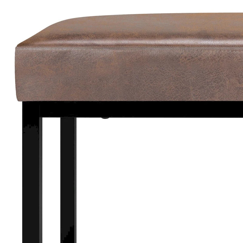 Banc Pouf Contemporain Rectangulaire de 26 Pouces de Large en Similicuir