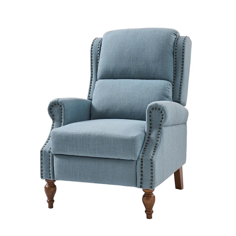 Fauteuil inclinable manuel traditionnel à accoudoirs arrondis avec pieds en bois massif, par