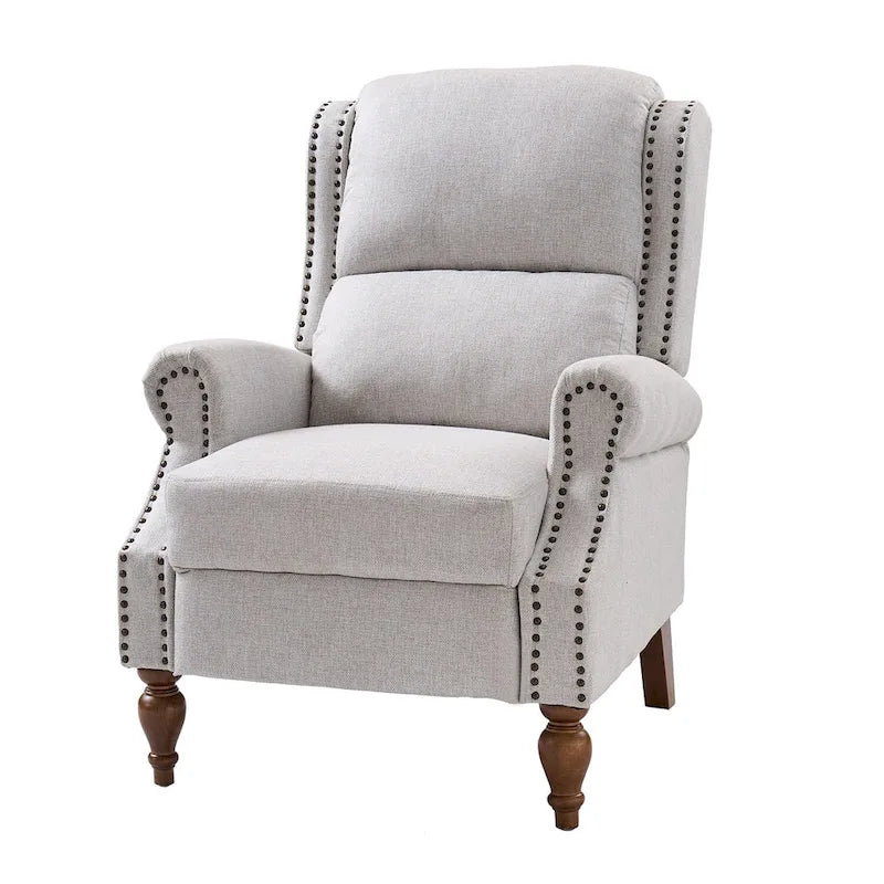 Fauteuil inclinable manuel traditionnel à accoudoirs arrondis avec pieds en bois massif, par