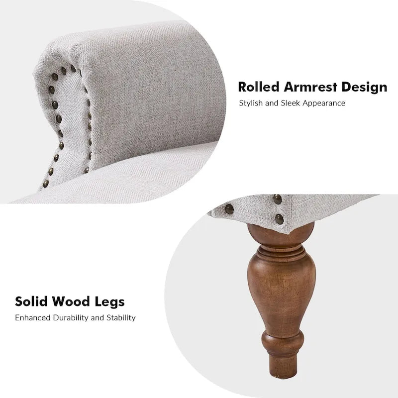Fauteuil inclinable manuel traditionnel à accoudoirs arrondis avec pieds en bois massif, par