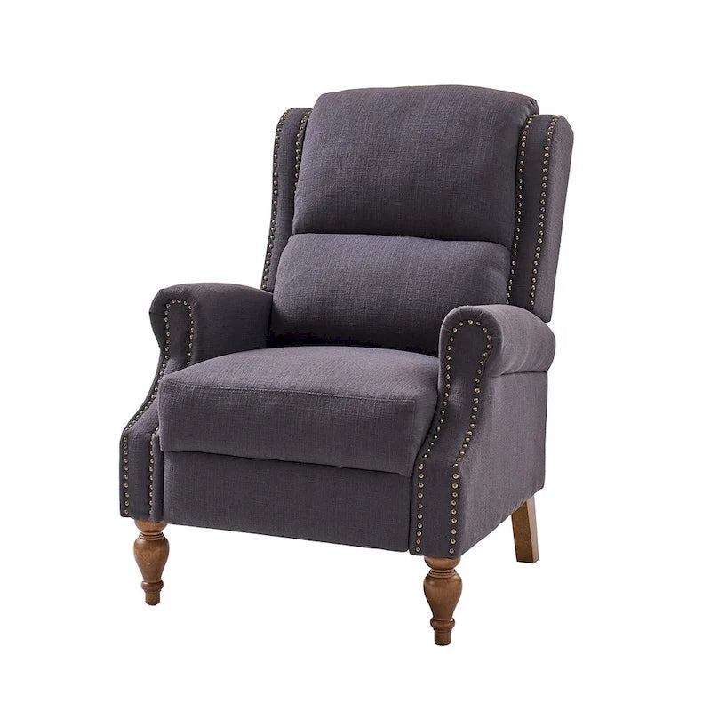 Fauteuil inclinable manuel traditionnel à accoudoirs arrondis avec pieds en bois massif, par
