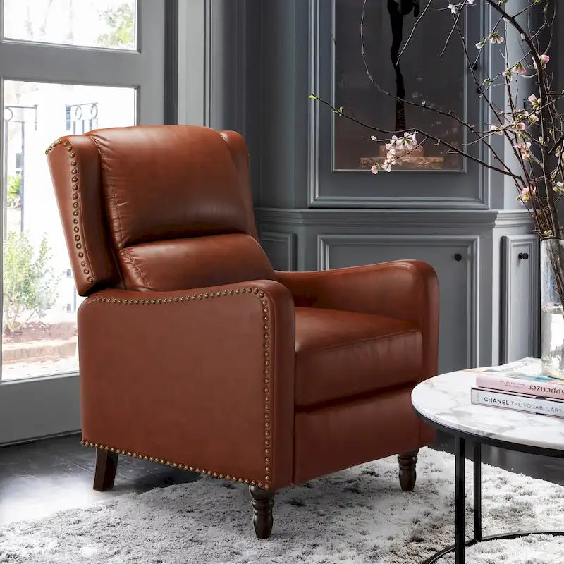 Fauteuil inclinable en cuir avec dossier - Chaise confortable pour salon