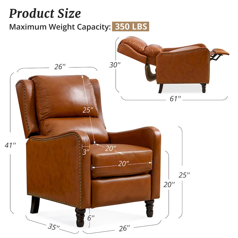 Fauteuil inclinable en cuir avec dossier - Chaise confortable pour salon