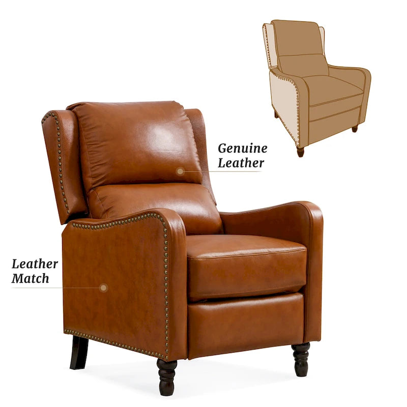 Fauteuil inclinable en cuir avec dossier - Chaise confortable pour salon