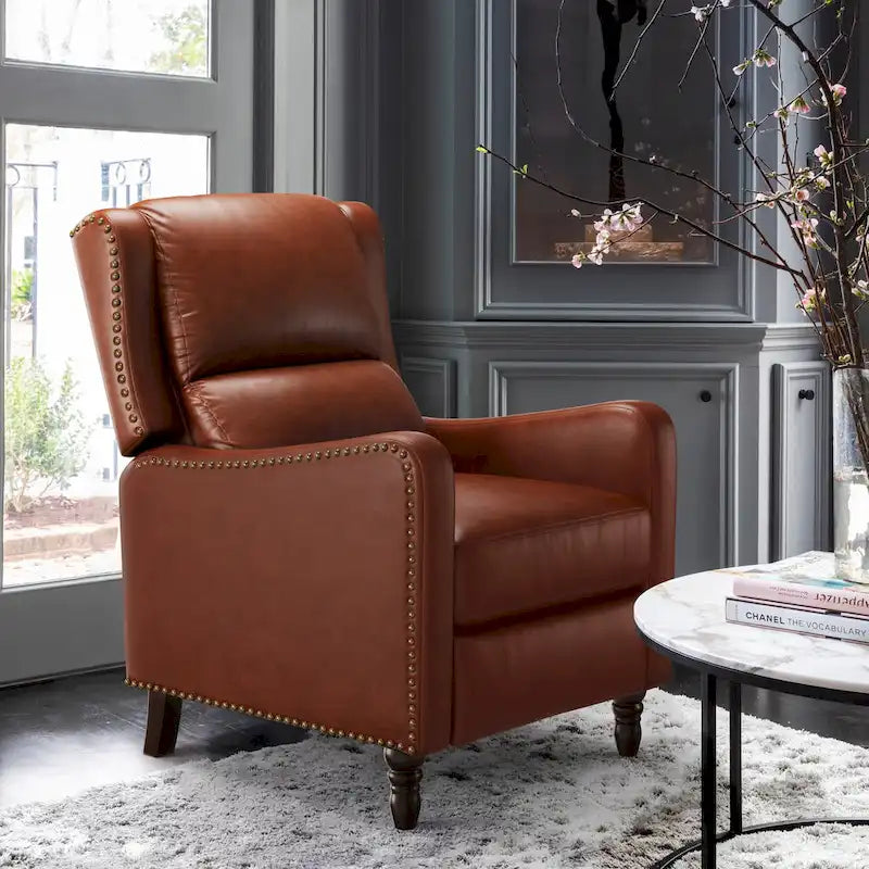 Fauteuil inclinable en cuir avec dossier - Chaise confortable pour salon