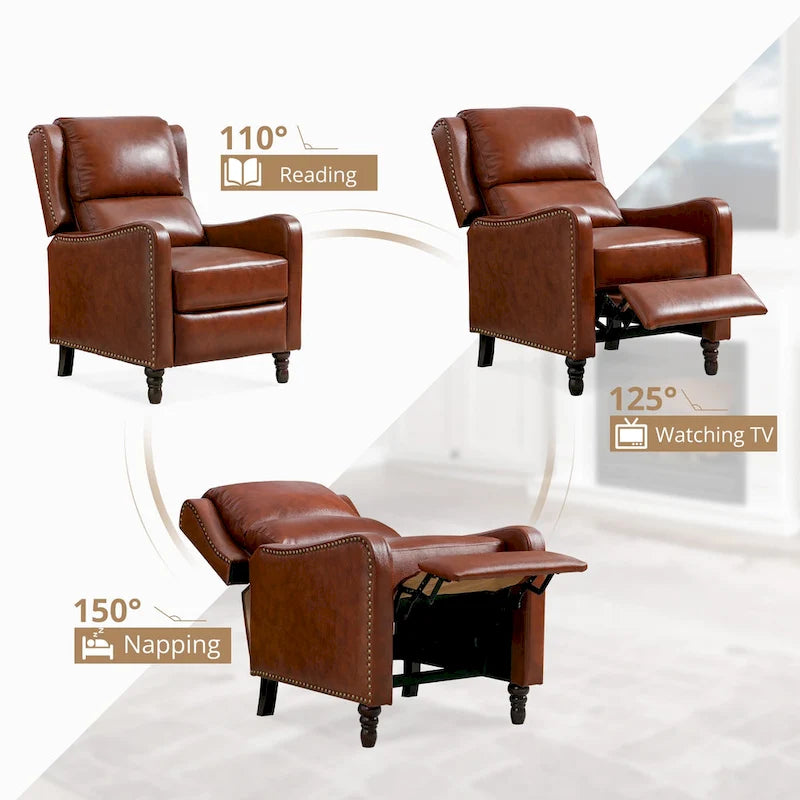 Fauteuil inclinable en cuir avec dossier - Chaise confortable pour salon