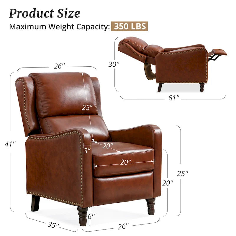 Fauteuil inclinable en cuir avec dossier - Chaise confortable pour salon