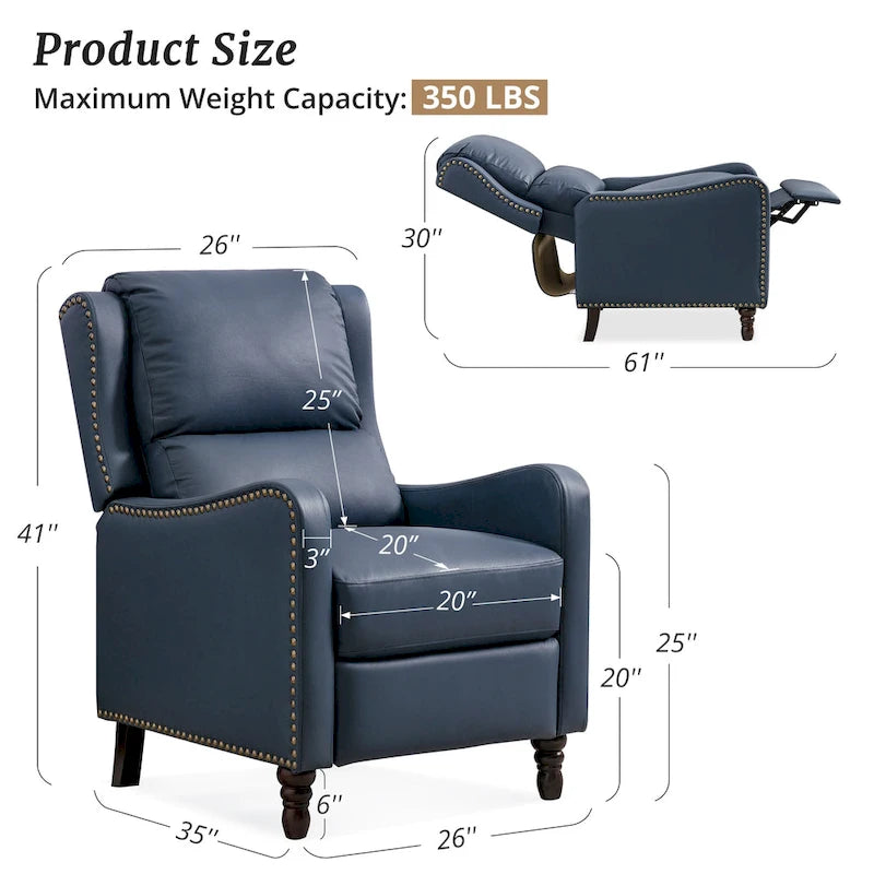 Fauteuil inclinable en cuir avec dossier - Chaise confortable pour salon