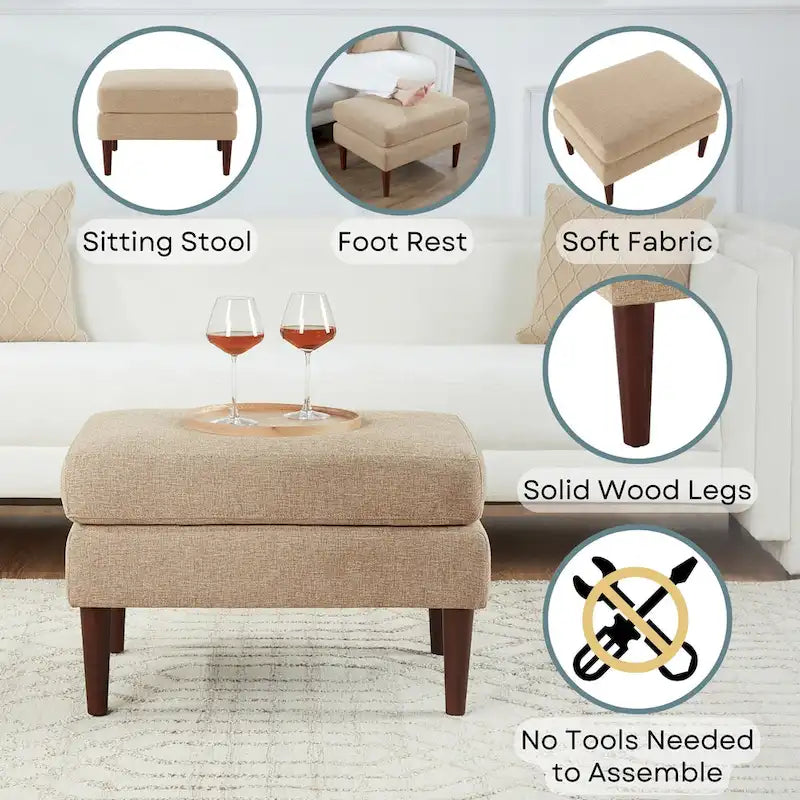 Ottoman de style Mid-Century Convenience Concepts