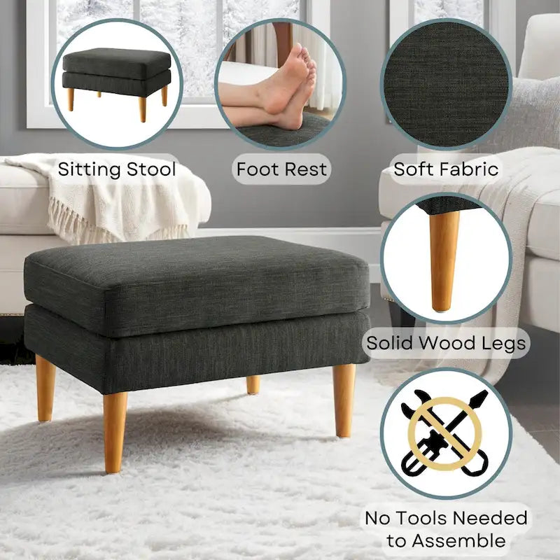 Ottoman de style Mid-Century Convenience Concepts
