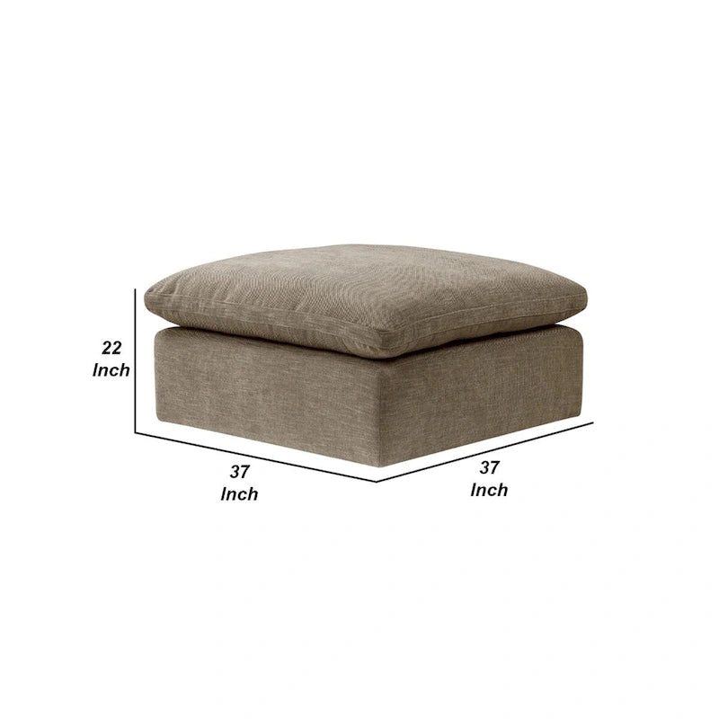 Pouf carré 37 pouces, coussin amovible sur le dessus, beige