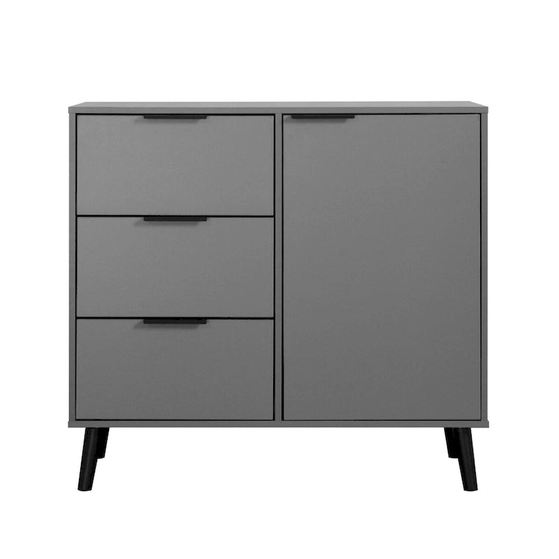 Meuble de rangement avec 3 tiroirs et une étagère réglable, buffet style Mid-Century avec porte, meuble d'appoint pour salon, bureau à domicile
