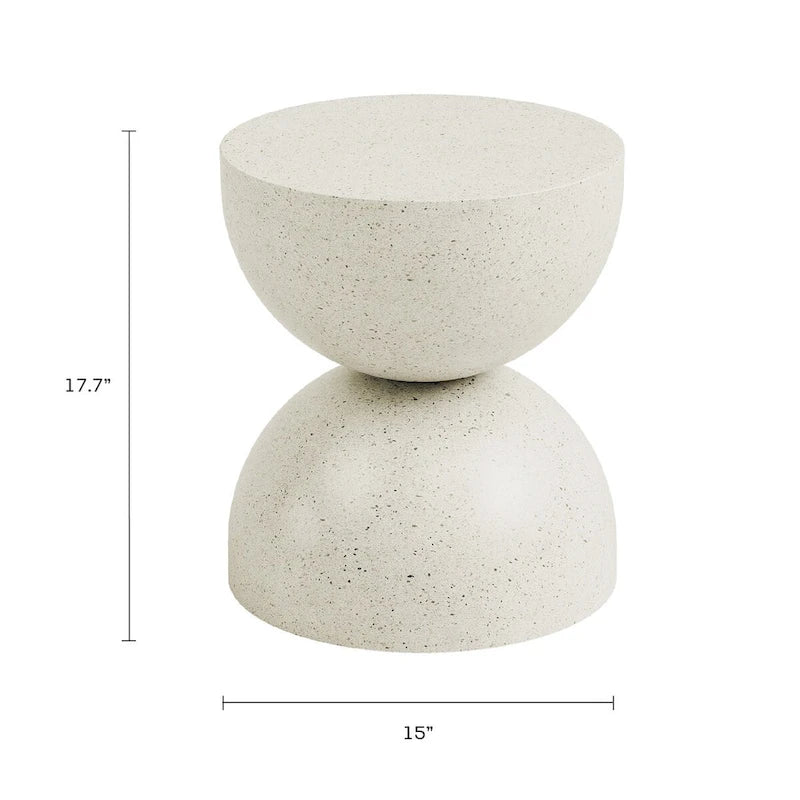 Table d'appoint intérieure/extérieure blanc pierre avec flocons dorés