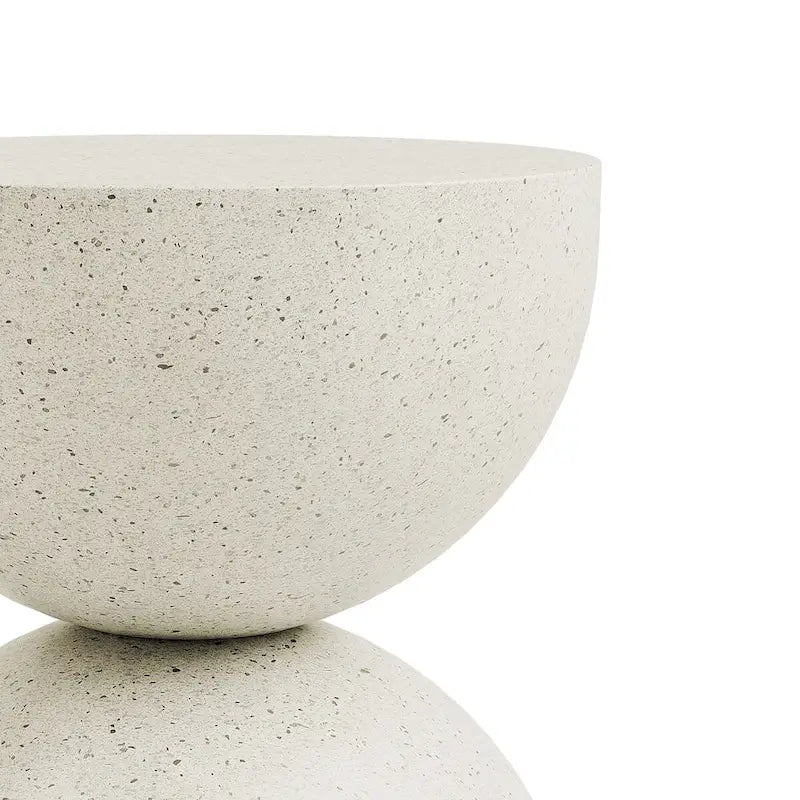 Table d'appoint intérieure/extérieure blanc pierre avec flocons dorés