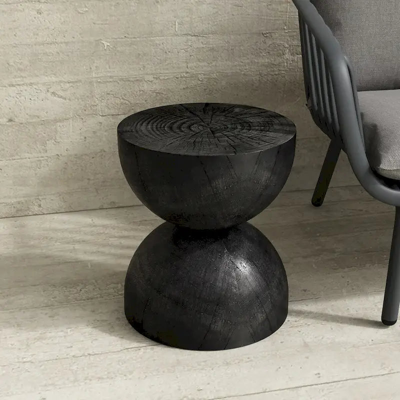 Table d'appoint intérieure/extérieure blanc pierre avec flocons dorés