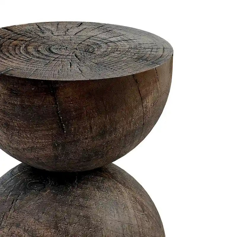 Table d'appoint intérieure/extérieure blanc pierre avec flocons dorés