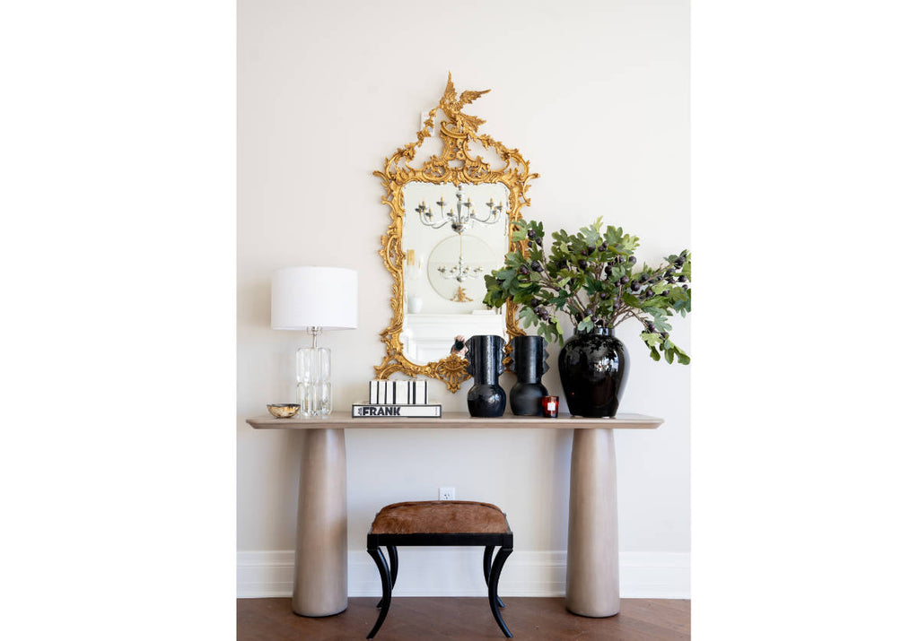 Vase en céramique terre cuite avec glaçure noire d'inspiration autochtone pour étagères