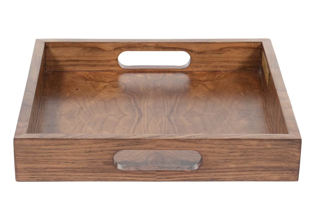 Plateau en bois de loupe avec grain naturel luxueux pour coiffeuse et chariot de bar