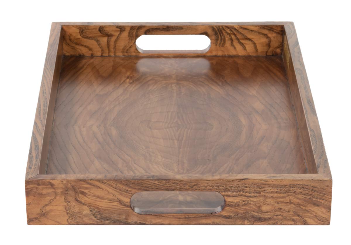 Plateau en bois de loupe avec grain naturel luxueux pour coiffeuse et chariot de bar